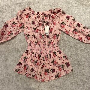 LoveShackFancy Floral Pink Off-Shoulder Dress